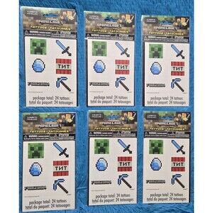 Mojang Minecraft Tattoos 24 Pack (X6) Fun Kids Temporary